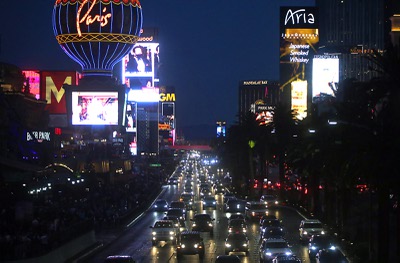 Traffic is shown on Las Vegas Boulevard Saturday, April 17, 2021.