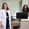 Dr. Rachel Mason, left, and medical assistant Aliyah Spears pose by the front desk at Perspectives Plastic Surgery, 5864 S. Durango Dr., Friday, April 23, 2021.