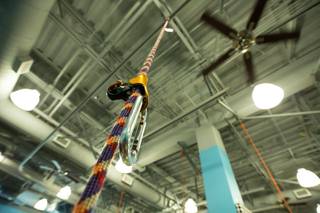 Various safety overhead rail systems are seen throughout the FYZICAL Therapy and Balance Centers, Friday May, 7, 2021.