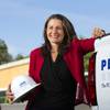 Marisa Palomo, executive director of the PENTA Building Group, poses in front of the company offices Tuesday, June 1, 2021.