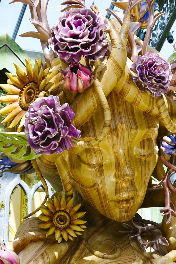 The Goddess of Earth Gaia, standing at 22-feet tall, is displayed as part of Eco: A Season of Earthly Awareness at the Bellagios Conservatory & Botanical Gardens Tuesday, June 1, 2021.