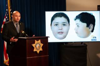 Lt. Ray Spencer of LVMPD's homicide section releases an updated 3D digital rendering on Thursday June 3, 2021, of the unidentified 10-year-old Hispanic boy, 4 ft 11inches and 123 pounds, who's body was found in the desert between Las Vegas and Pahrump on Friday May 28. Metro has partnered with the FBI and offers up to $10,000 for information leading to the identification of the child.