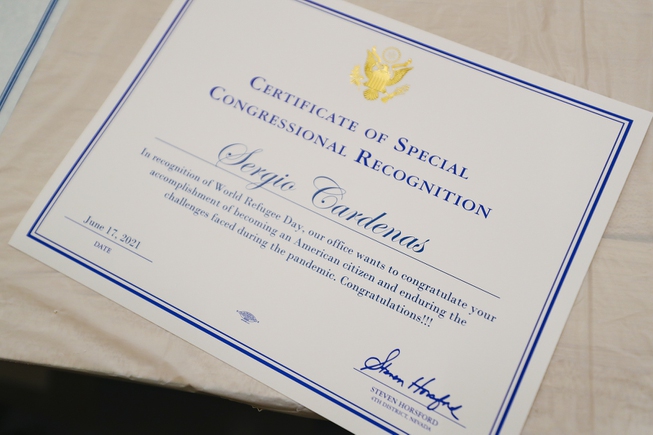 World Refugee Day Celebration - A certificate from Representative ...