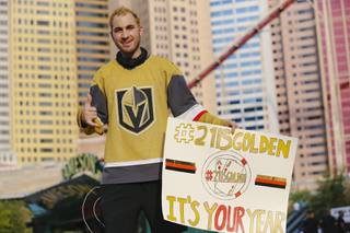 Drew Danzeisen, founder of the 21 Is Golden Initiative, poses for a photo outside T-Mobile Arena Wednesday, June 16, 2021.
