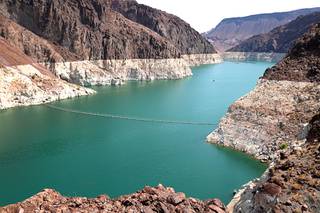 A view of the Lake Mead bathtub ring near Hoover Dam Thursday, July 15, 2021.