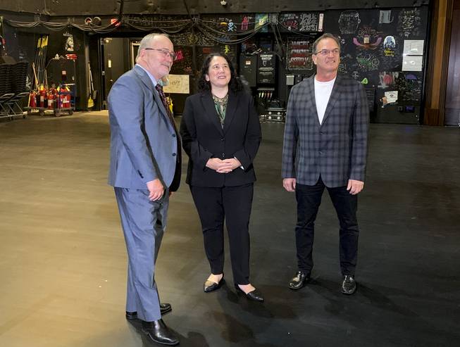 Myron Martin, president and CEO of the Smith Center, left, Isabella Casillas Guzman, national administrator for the Small Business Administration, center, and Joe Amato, director for SBA’s Nevada District, tour the Smith Center Sunday, July 18, 2021.