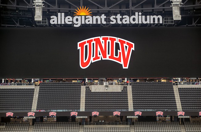 UNLV at Allegiant Stadium - The UNLV logo is displayed on an LED screen ...
