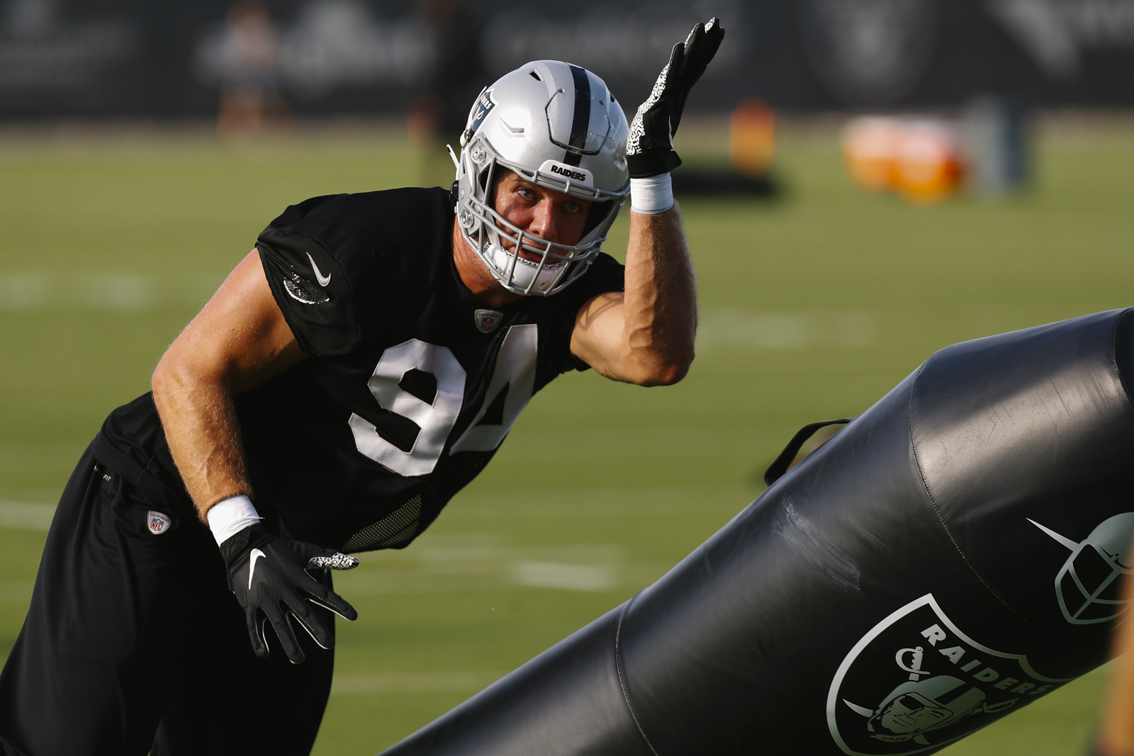 Las Vegas Raiders defensive end Carl Nassib (94) during training