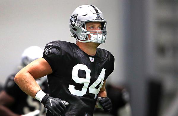 Las Vegas Raiders defensive end Carl Nassib (94) during training