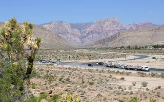 A view of the intersection of State Routes 159 and 160 (Blue Diamond Road) Tuesday, Aug. 10, 2021. A housing development is proposed for vacant land northwest of the area. The Red Rock Canyon National Recreation Area can be seen in the background. STEVE MARCUS