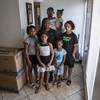 Tawana and Akeem Smith with their children Maliyah, 9, Akeelia, 7, Mya, 5, Amirah, 2, and Malakai, 12, in their Las Vegas home on Aug. 5, 2021. The Smith family has faced eviction several times since the start of the pandemic.
