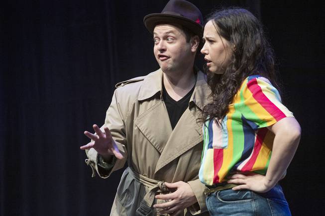 Michael Doherty (left) as Janet Jones and Alex Keiper as Jo Smith in the Utah Shakespeare Festival’s 2021 production of The Comedy of Terrors. 