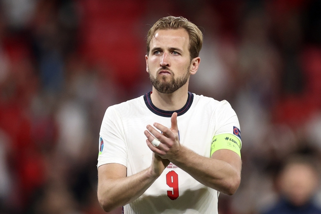 In this Sunday, July 11, 2021 file photo, England's Harry Kane applauds the fans during the Euro 2020 soccer championship final match between England and Italy at Wembley stadium in London. 