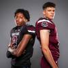Members of the Cimarron-Memorial High School football team are pictured during the Las Vegas Sun's high school football media day at the Red Rock Resort on August 3rd, 2021. They include, from left, Arnold Anderson and Andrew Overland.