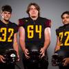 Members of the Pahrump Valley High School football team are pictured during the Las Vegas Sun's high school football media day at the Red Rock Resort on August 3rd, 2021. They include, from left, Zack Cuellar, Dylan Severt and Jay Amaya.