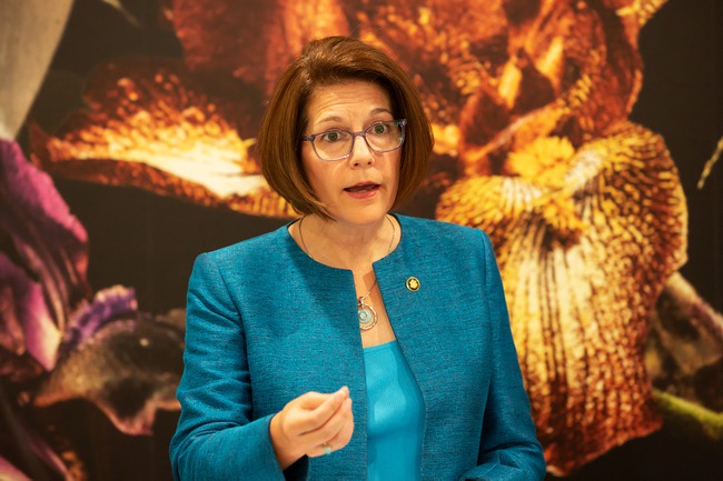 U.S. Sen. Catherine Cortez Masto speaks to the media regarding womens reproductive rights during a news conference with Nevada Senate Majority Leader Nicole Cannizzaro and Adrienne Mansanares, chief experience officer at Planned Parenthood of the Rocky Mountains Friday Sept. 17 2021.