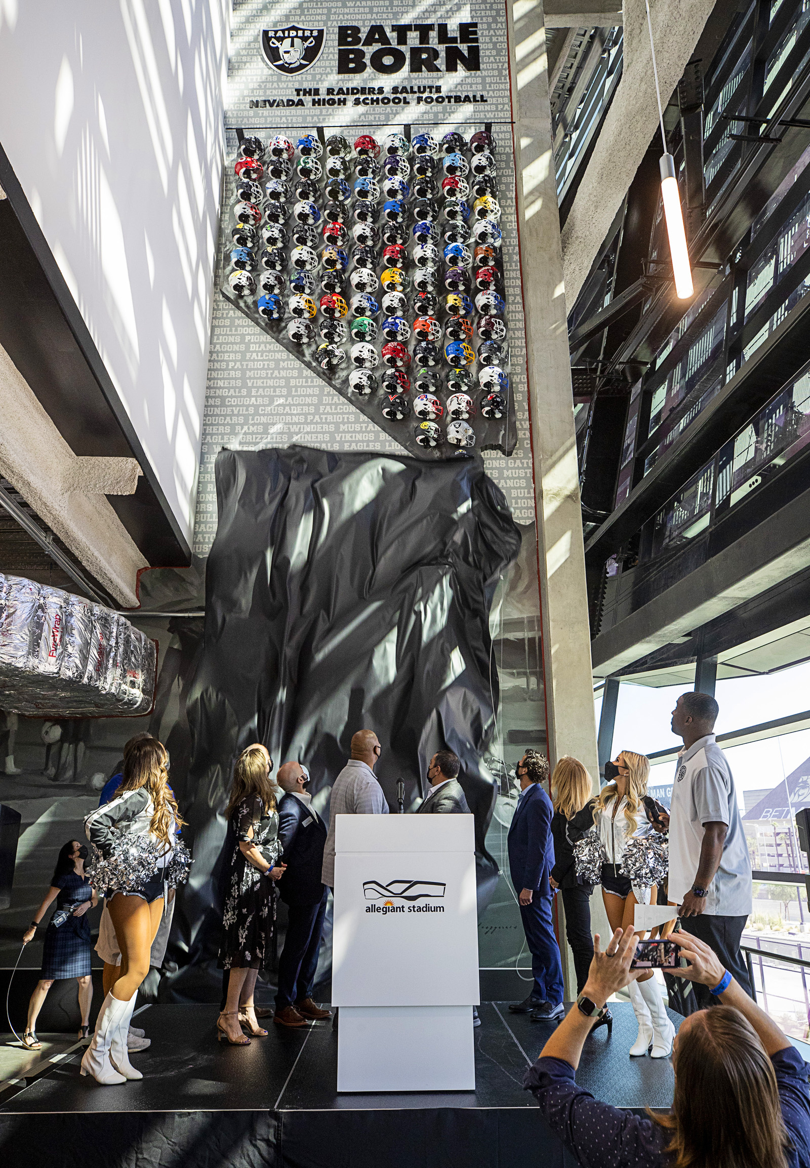 Raiders unveil Nevada high school football helmet wall at