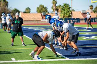 Green Valley High School football team prepare for their  upcoming annual game against rivals Basic High School dubbed the Henderson Bowl Mon. Sept. 20, 2021.