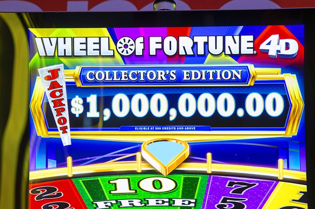 A detail from a Wheel of Fortune Collectors Edition video slot machine in the IGT booth during the Global Gaming Expo (G2E) at the Sands Expo Center Tuesday, Oct. 5, 2021.