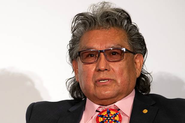 Jacob Coin, vice president and executive advisor to Chairman-San Manuel Band of Mission Indians, speaks during the Global Gaming Expo (G2E) at the Venetian Tuesday, Oct. 5, 2021.