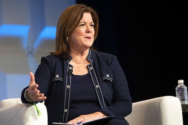 Suzanne Clark, president and CEO of the U.S. Chamber of Commerce, speaks during the Global Gaming Expo (G2E) at the Venetian Tuesday, Oct. 5, 2021.