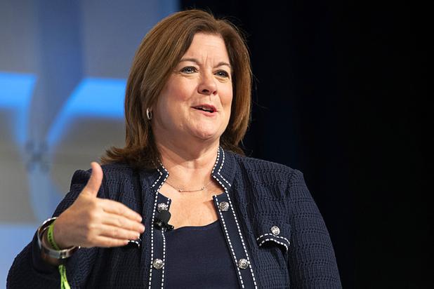 Suzanne Clark, president and CEO of the U.S. Chamber of Commerce, speaks during the Global Gaming Expo (G2E) at the Venetian Tuesday, Oct. 5, 2021.