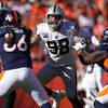 Las Vegas Raiders defensive end Maxx Crosby (98) against the Denver Broncos during the first half of an NFL football game, Sunday, Oct. 17, 2021, in Denver. 


