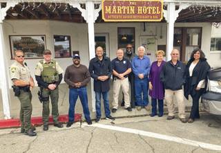 Nevada Attorney General Aaron Ford and members of his staff are pictured with Humboldt County officials after lunch at the Martin Hotel in Winnemucca.