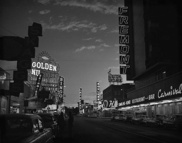 Atomic Bomb flash as seen on Fremont Street, Downtown. Photo by Don English/Las Vegas News Bureau