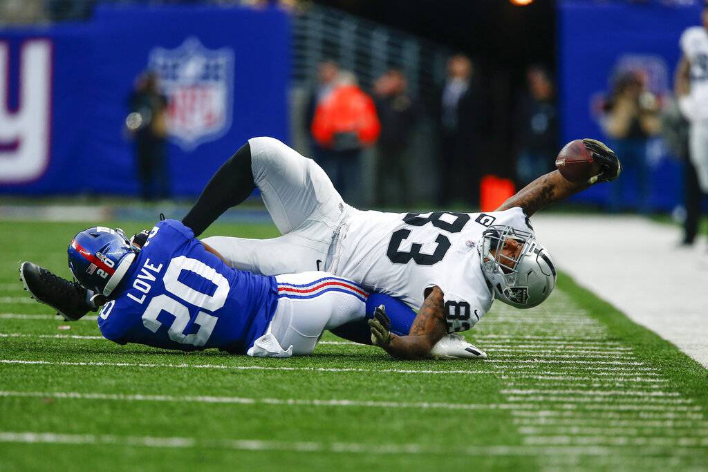 New York Giants defensive end Leonard Williams (99) gets set before a play  during an NFL football game against the Las Vegas Raiders, Sunday, Nov. 7,  2021, in East Rutherford. N.J. The