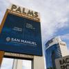 A message from the San Manuel Gaming & Hospitality Authority is displayed on a marquee sign at the Palms Monday, Dec. 20, 2021.