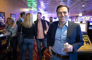 Adam Laxalt, a Republican candidate for U.S. Senate, arrives for a campaign event at The Pass casino in Henderson Friday, Feb. 4, 2022. Laxalt, a former Nevada attorney general, is challenging Sen. Catherine Cortez Masto, D-Nev.
