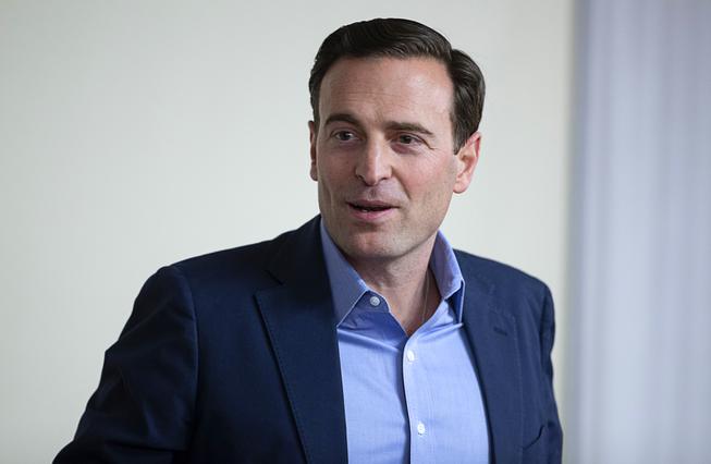Adam Laxalt, a Republican candidate for U.S. Senate, is shown during a campaign stop at The Pass casino in Henderson Friday, Feb. 4, 2022. Laxalt, a former Nevada attorney general, is challenging Sen. Catherine Cortez Masto, D-Nev.