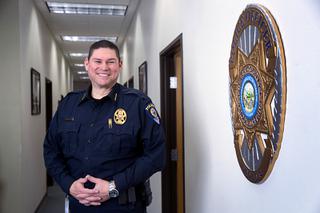 Clark County School District Police Chief Henry Blackeye poses at CCSD Police headquarters in Henderson, Friday, Feb.18, 2022.
