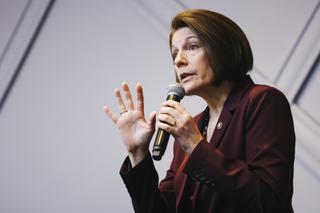 Nevada U.S. Sen. Catherine Cortez Masto speaks to local business leaders during the Vegas Chamber Eggs & Issues event at the Sahara Tuesday, Feb. 22, 2022.