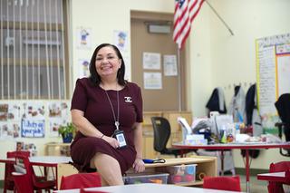 Principal Janice Henry poses in a classroom at the Rainbow Dreams Academy Wednesday, Feb. 23, 2022.