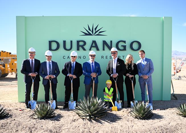 Station Casinos on March 11, 2022, broke ground on Durango Resort, the local casino giant's newest property. It will debut in late 2023 off the 215 Beltway at Durango Drive. Officials who took part in the ceremonial ground breaking include: From left to Right: Scott Kreeger, President of Station Casinos, Albie Colotto, Director of Design, Bill Richardson, Principal at W. A. Richardson Builders, Lorenzo J. Fertitta, Vice Chairman Red Rock Resorts, Frank J. Fertitta, III Chairman Red Rock Resorts, Victoria Crowe, Vice President Station Casinos, Frank Fertitta IV, Vice President Station Casinos. 