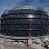 Work continues on MSG Sphere’s exosphere, which will be covered in approximately 580,000 square feet of fully programmable LED lighting.
