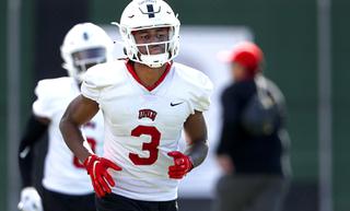 Rebels wide receiver Zyell Griffin (3) is shown during the first day of UNLV spring football practice at Rebel Park on UNLV campus Tuesday, March 29, 2022.