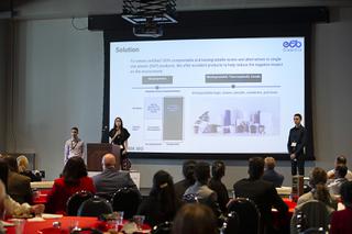 A team gives a presentation on sustainability during the President's Innovation Challenge at UNLV Wednesday, April 6, 2022. Nine student teams competed for $25,000 as they submitted solutions to Southern Nevadas biggest challenges.