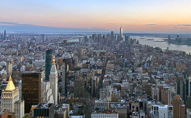A view of Manhattan from the Empire State Building observatory in New York City Friday, April 8, 2022.