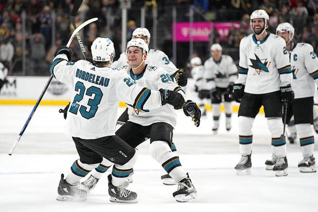 San Jose Sharks right wing Timo Meier (28) celebrates after ...