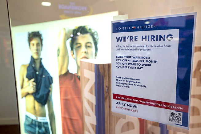 nul ciffer væbner Summer Jobs - A help wanted sign is shown at the Tommy Hilfiger ... -