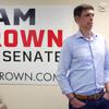 Nevada Republican Senate hopeful Sam Brown, a retired Army captain and Purple Heart recipient, stands in a campaign office Tuesday, June 14, 2022, in Las Vegas.