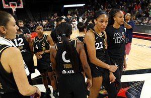 Las Vegas Aces prepare to leave the court after losing ...