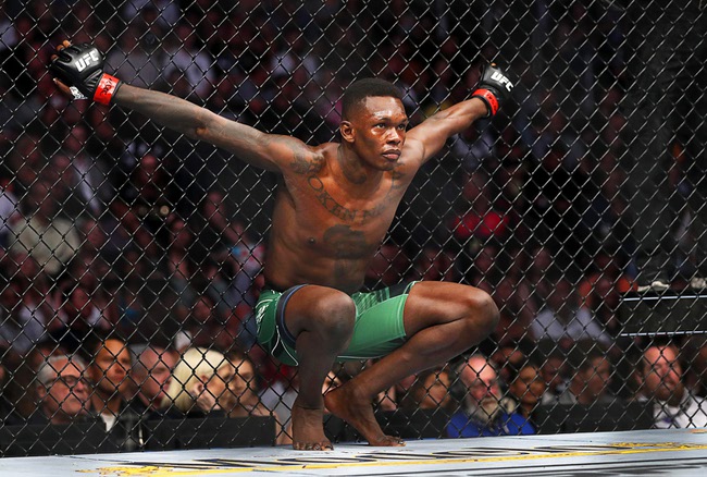 UFC middleweight champion Israel Adesanya waits for the start of his fight against Jared Cannonier during UFC 276 at T-Mobile Arena Saturday July 2, 2022.