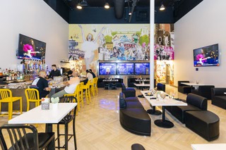 An interior view of Trece restaurants bar area and the future site of a cannabis consumption lounge is shown inside Planet 13 Las Vegas dispensary Monday, July 25, 2022.