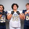 Members of the Foothill High School football team are pictured during the Las Vegas Sun's high school football media day at the Red Rock Resort on July 26, 2022. They include, from left, Jaxson Burgess, Jalen Banez and Nathan Anderson.