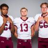 Members of the Faith Lutheran High School football team are pictured during the Las Vegas Sun's high school football media day at the Red Rock Resort on July 26, 2022. They include, from left, Clayton McCarrell, Rylan Walter and Gray Ryan.