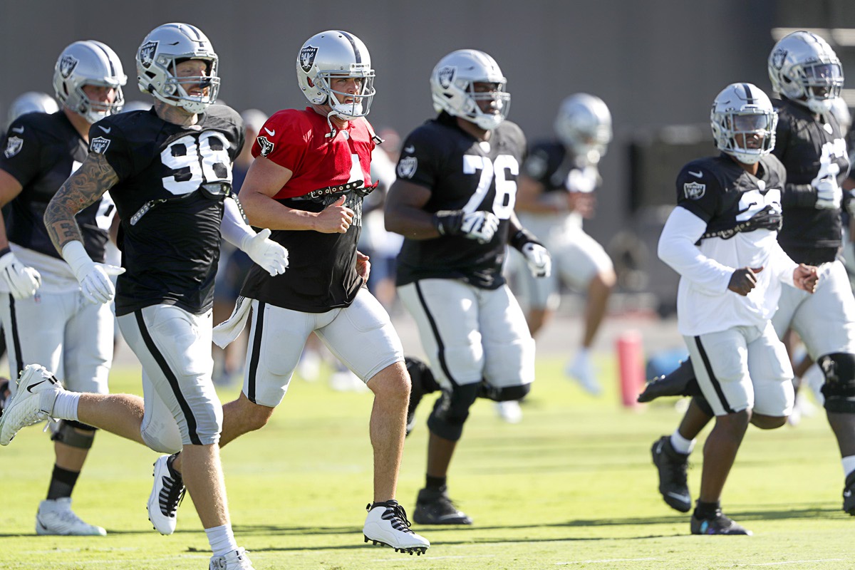 Raiders encouraged by early camp performance of rookie Alex Leatherwood -  Las Vegas Sun News